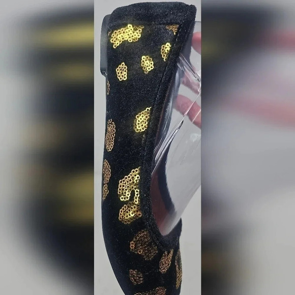 Lucky Brand Women's Elisabeta Black Velvet Flats With Gold Sequins Size 6.5 - Picture 8 of 16